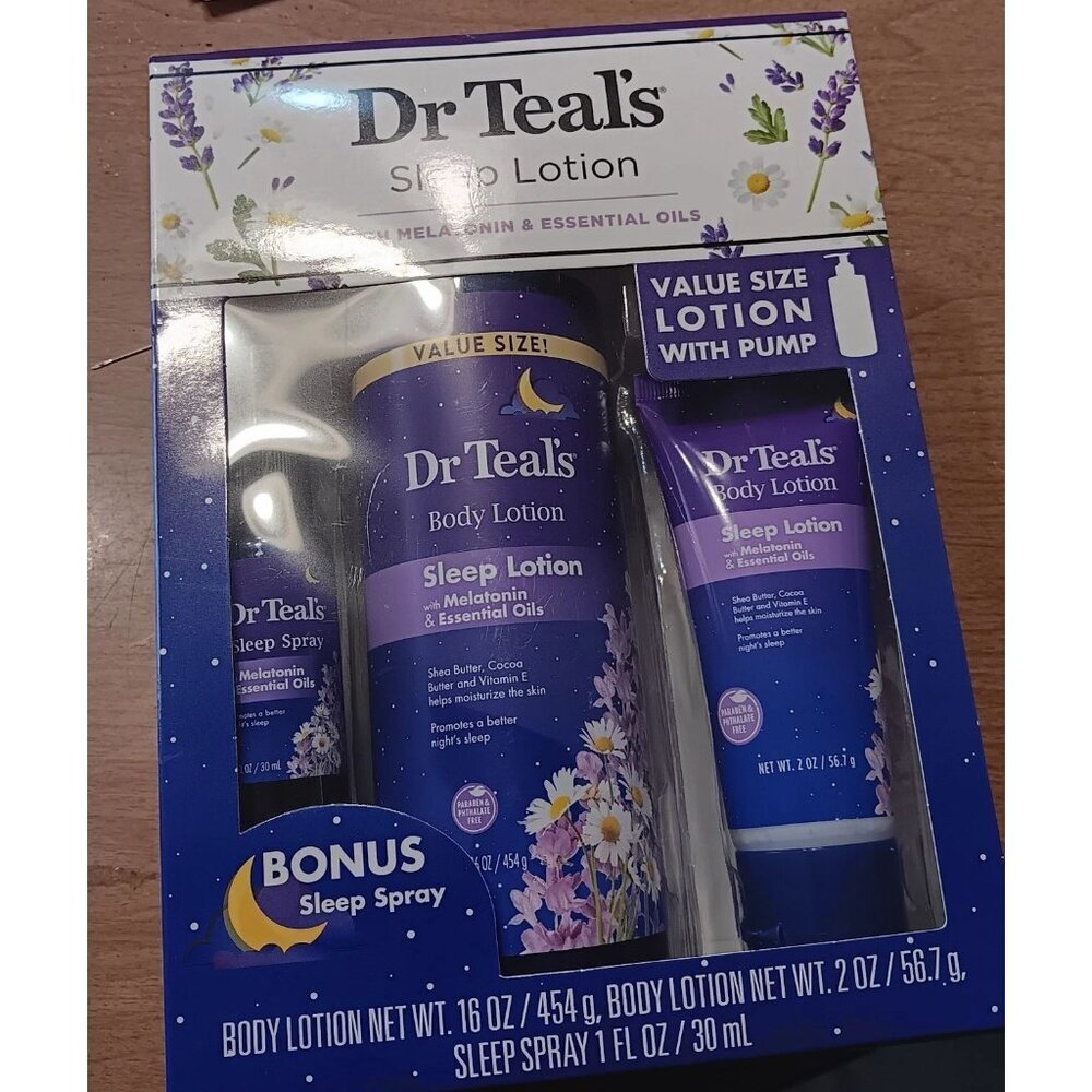 Dr Teals Sleep Lotions with pump/Sleep Spray Kit Brand New Sealed 3 pc gift set